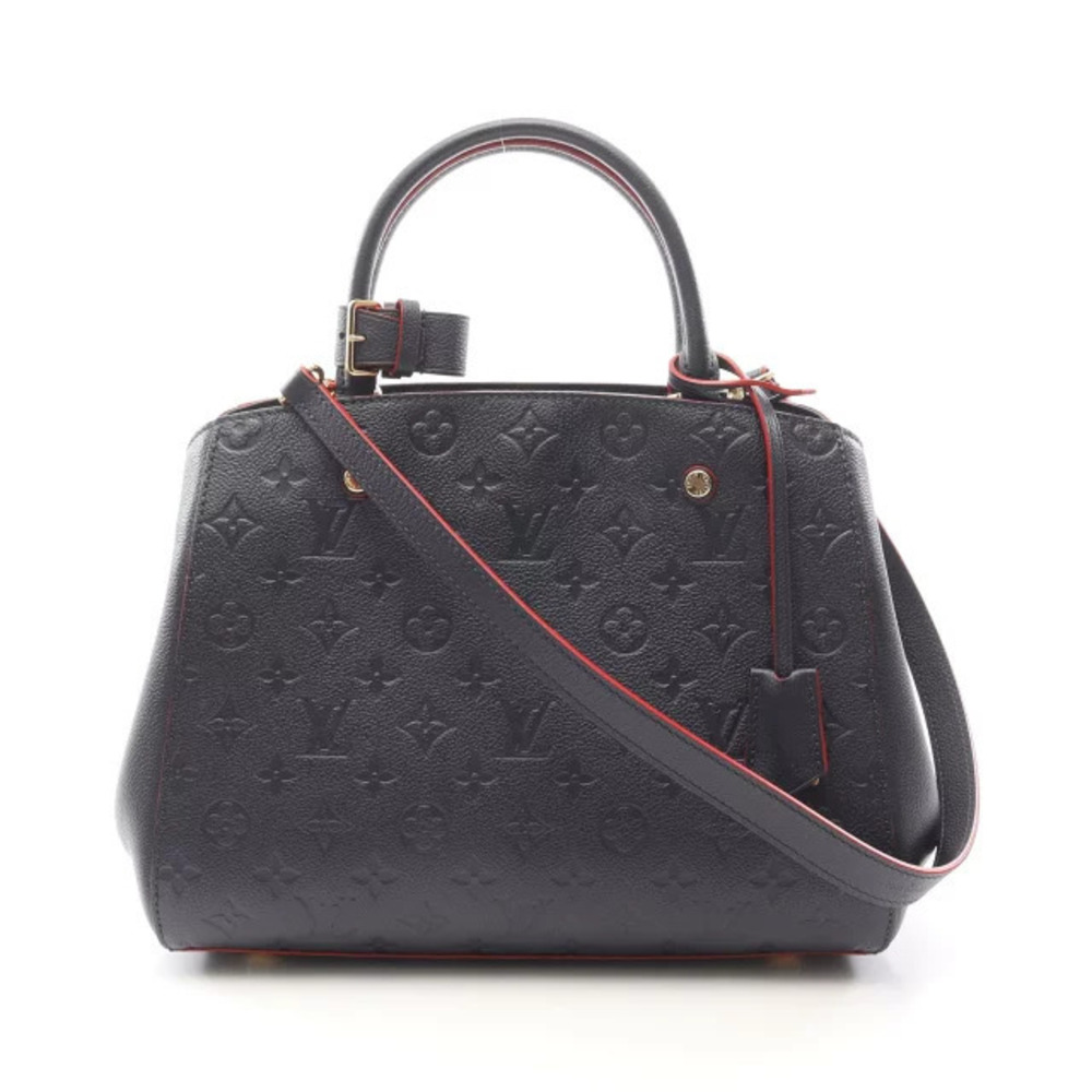Louis Vuitton Montaigne 2way Handbag Leather Monogram Empreinte Navy Blue